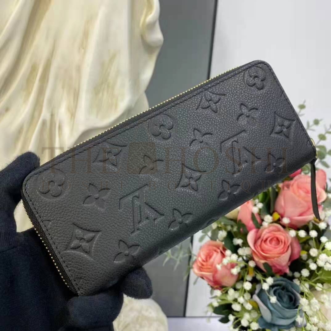 L0vis Vvtt0n LV Unisex Clémence Wallet Black Monogram Empreinte Embossed S*pple Grained Cowhide Master Quality