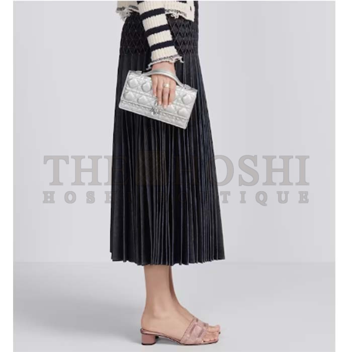 D10r Women CD Miss D10r Mini Bag Silver Metallic Leather Lambskin Master Quality