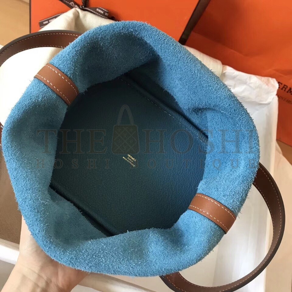 H**me5 Bicolor Picotin Lock PM 18cm Blue Jean Bag Master Quality