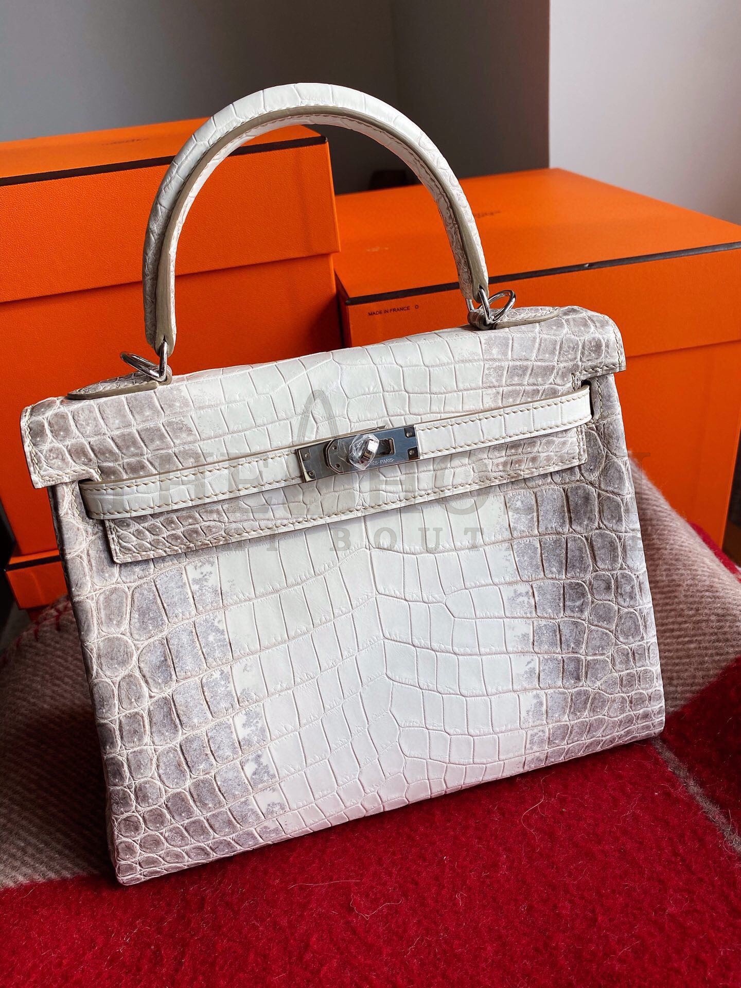 H**me5 Kelly Retourne 25 Handmade Bag In Himalaya Crocodile Niloticus Skin Master Quality