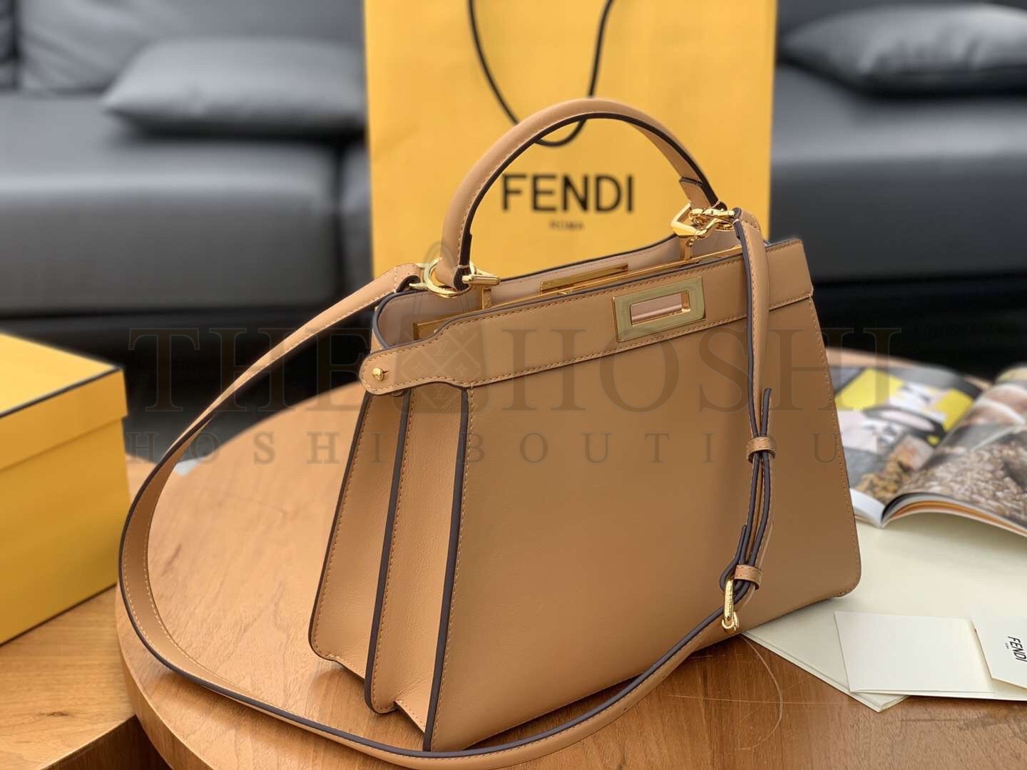 F**di Peekaboo ISeeU Medium Bag In Beige Calfskin Master Quality
