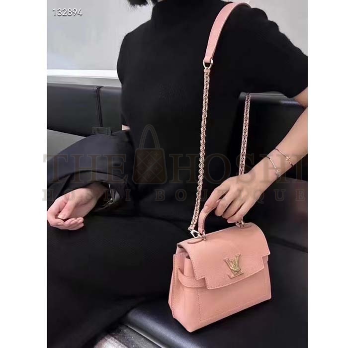 L0vis Vvtt0n LV Women Lockme Ever Mini Handbag Pink Grained Calf Leather Master Quality