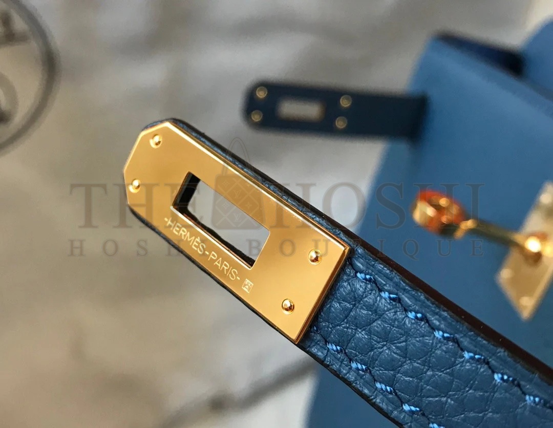 H**me5 Kelly 25cm Retourne Bag in Blue Agate Clemence Leather GHW Master Quality