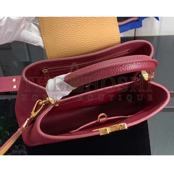 L0vis Vvtt0n LV Women Capucines BB Handbag Griotte Red Arizona Taurillon Cowhide Leather Master Quality