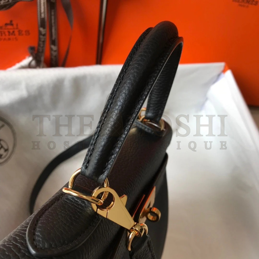 H**me5 Kelly 25cm Retourne Bag in Black Clemence Leather GHW Master Quality