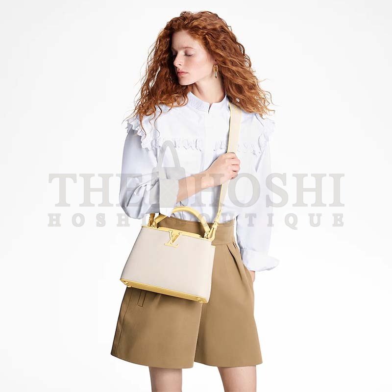 L0vis Vvtt0n LV Women Capucines BB Handbag Yellow Taurillon Leather Canvas Master Quality