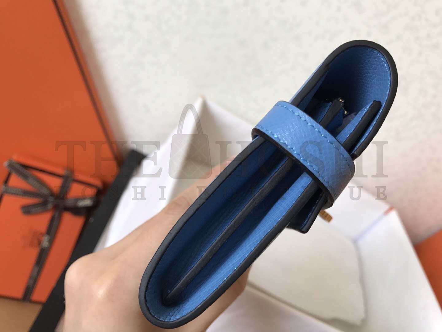 H**me5 Kelly Classic Long Wallet In Blue Jean Epsom Leather Master Quality