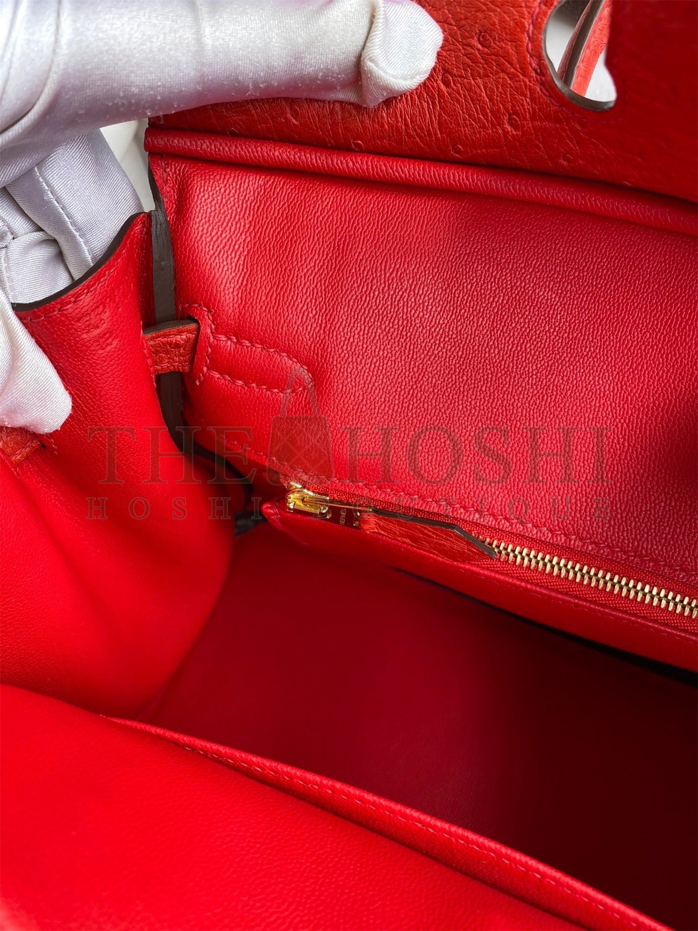 H**me5 Birkin 25 Retourne Handmade Bag In Red Ostrich Leather Master Quality