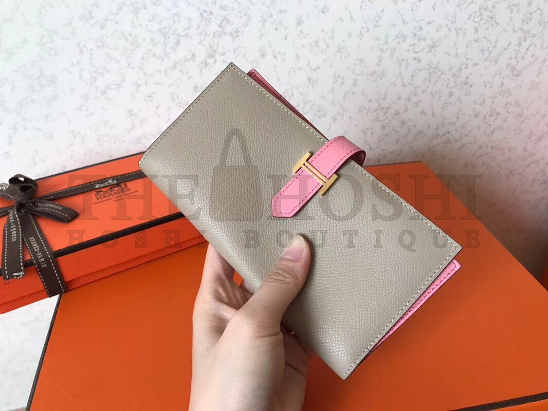H**me5 Bi-Color Epsom Bearn Wallet Grey/Pink Master Quality
