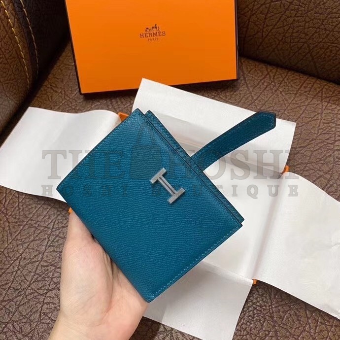 H**me5 Bearn Compact Wallet In Blue Izmir Epsom Leather Master Quality