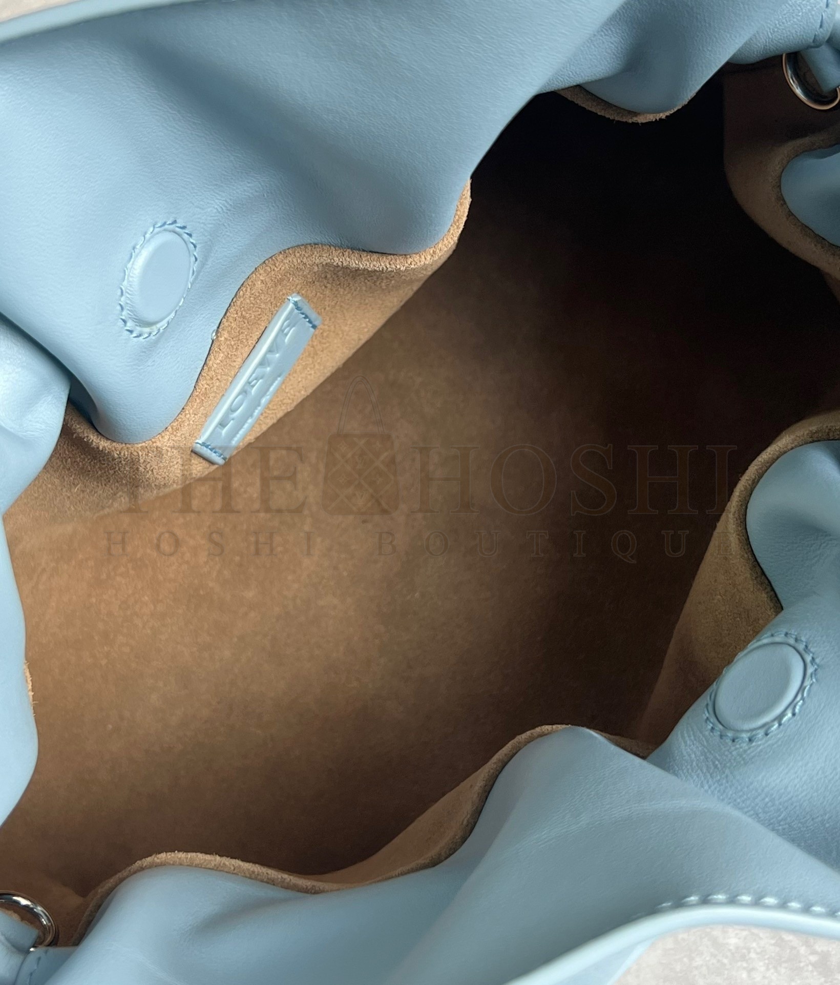 L0ew* Flamenco Clutch Bag In Dusty Blue Calfskin Master Quality