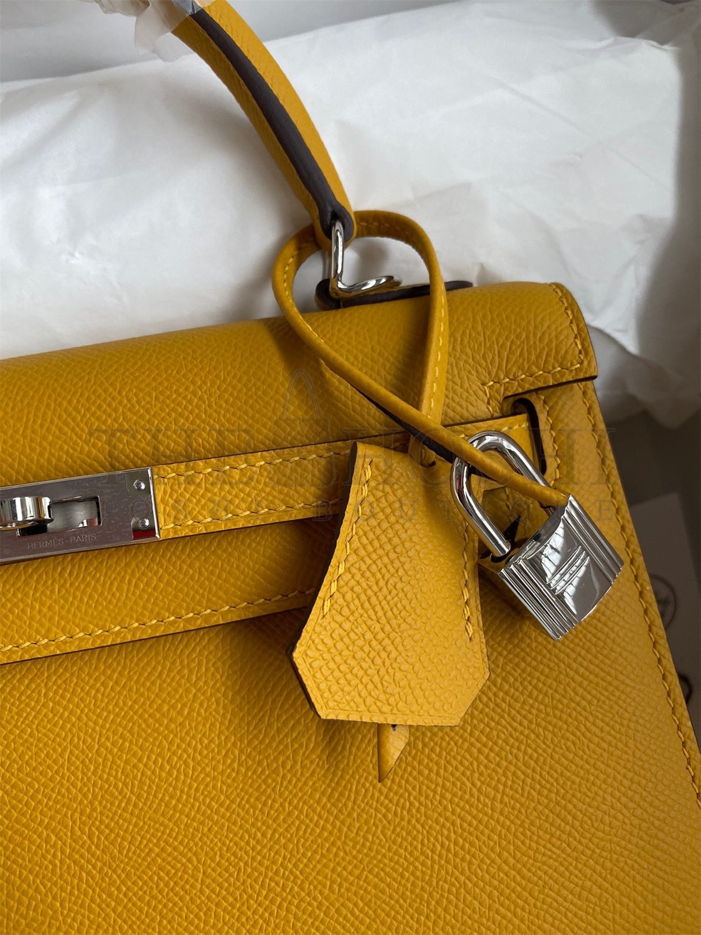 H**me5 Epsom Kelly 25cm Sellier Handmade Yellow Bag Master Quality
