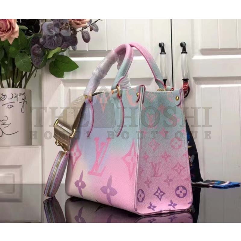 L0vis Vvtt0n LV Women Onthego PM Tote Sunrise Pastel Monogram Coated Canvas Master Quality