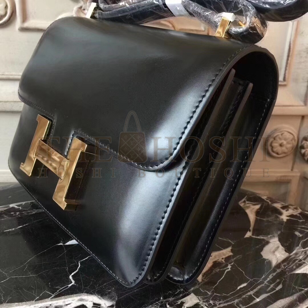 H**me5 Black Constance MM 24cm Box Leather Bag Master Quality