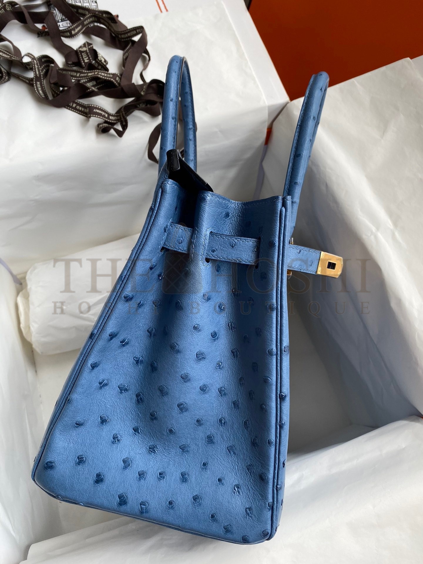 H**me5 Birkin 30 Retourne Handmade Bag In Mykonos Ostrich Leather Master Quality