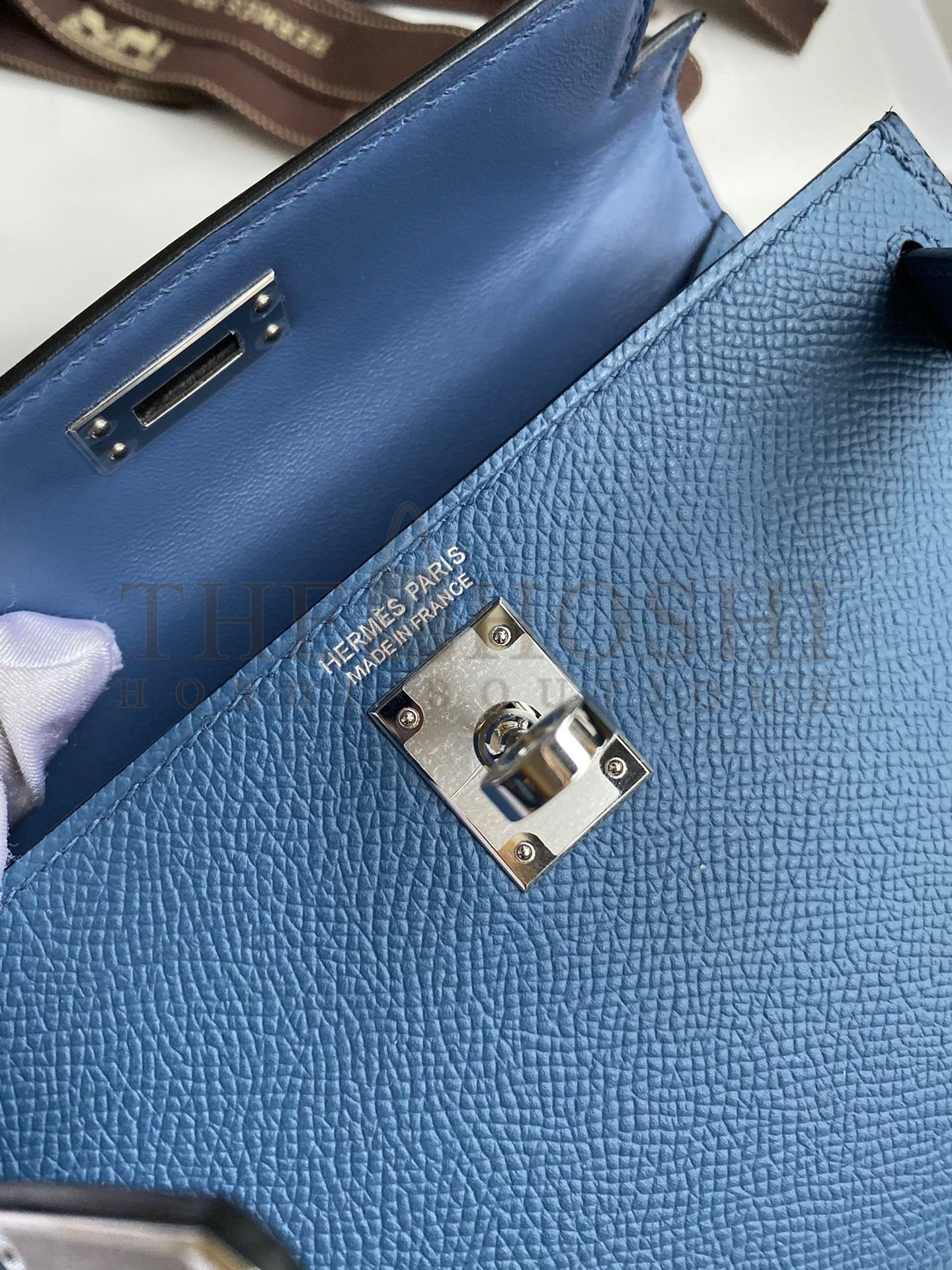 H**me5 Kelly Mini II Sellier Handmade Bag In Blue Agate Epsom Calfskin Master Quality
