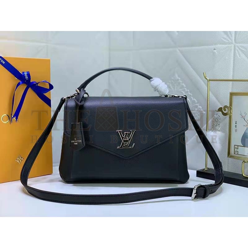 L0vis Vvtt0n LV Women Mylockme Chain Bag Black Soft Grained Calfskin Master Quality