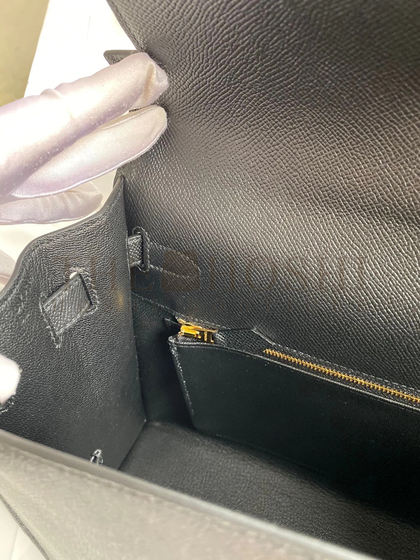 H**me5 Kelly Sellier 32 Handmade Bag In Black Epsom Calfskin Master Quality