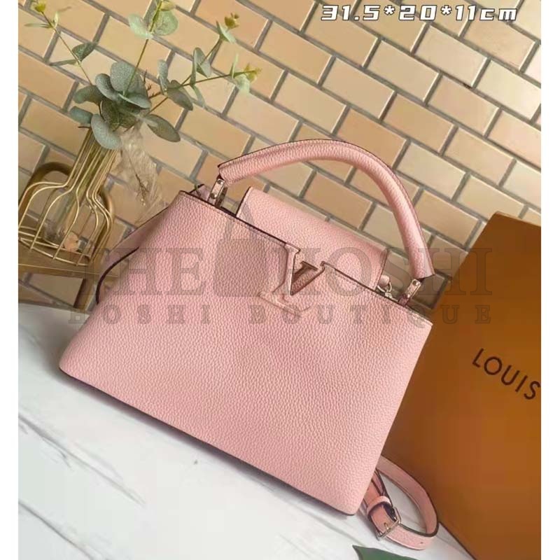 L0vis Vvtt0n LV Women Capucines MM Handbag Magnolia Pink Taurillon Leather Master Quality