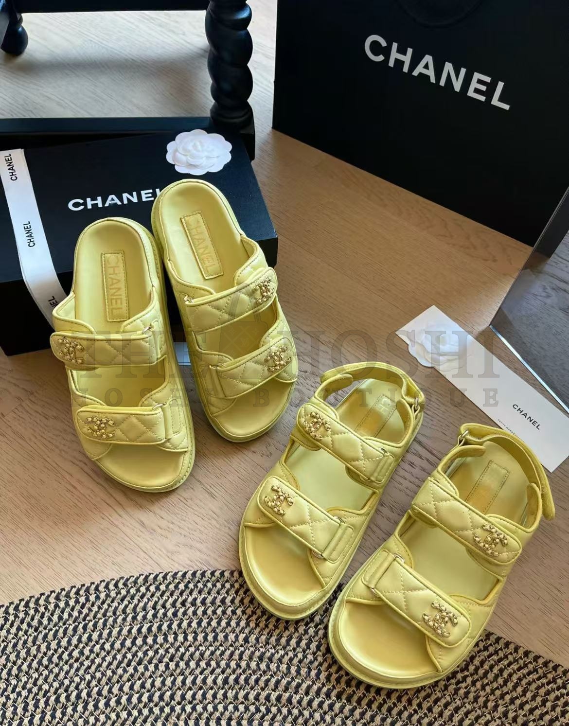 Ch**el Classic Velcro Dad Sandals real leather sole Master Quality