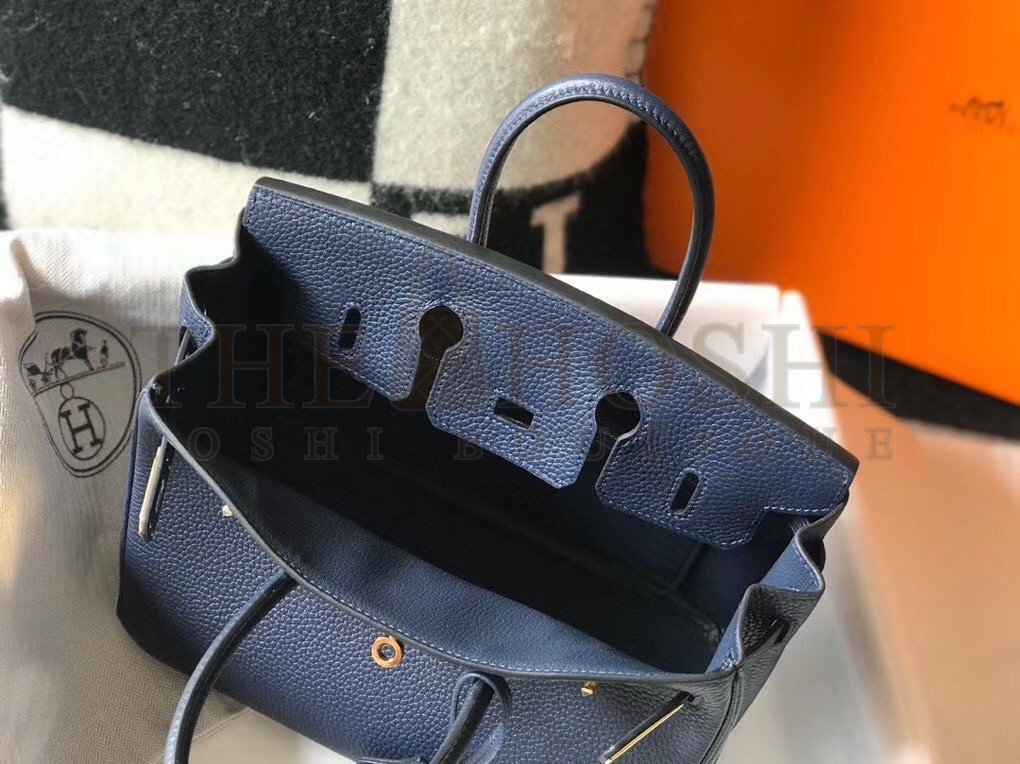 H**me5 Birkin 25cm Bag In Navy Blue Clemence Leather Master Quality