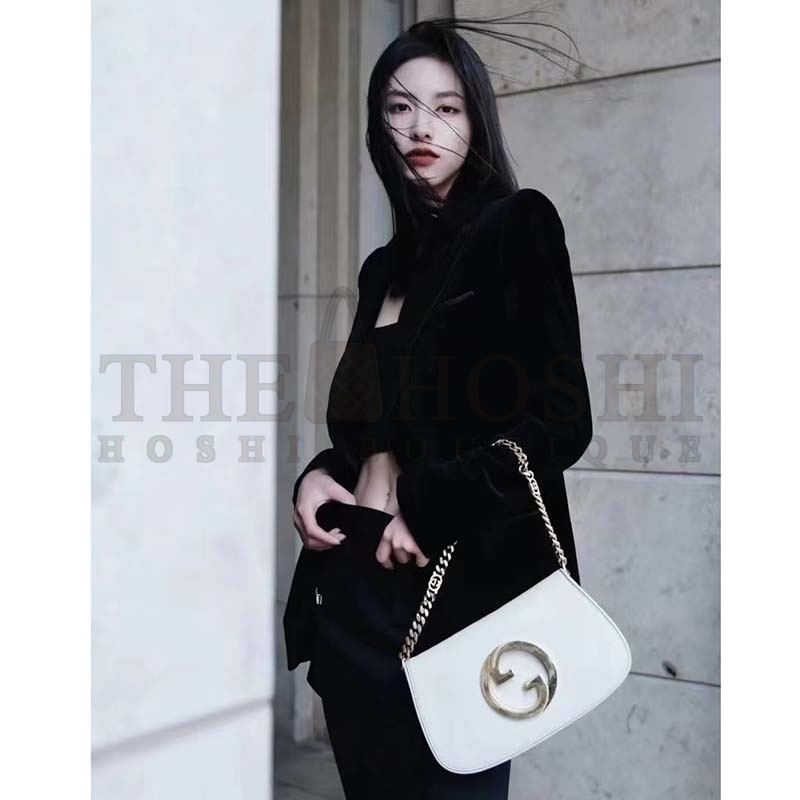 Gvc*1 Women GG Blondie Shoulder Bag White Leather Round Interlocking G Master Quality