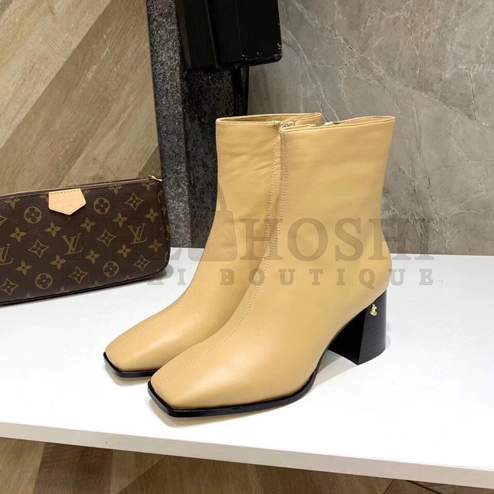 J1m*y Ch00 Bryelle 65mm Ankle Boots In Beige Leather Master Quality