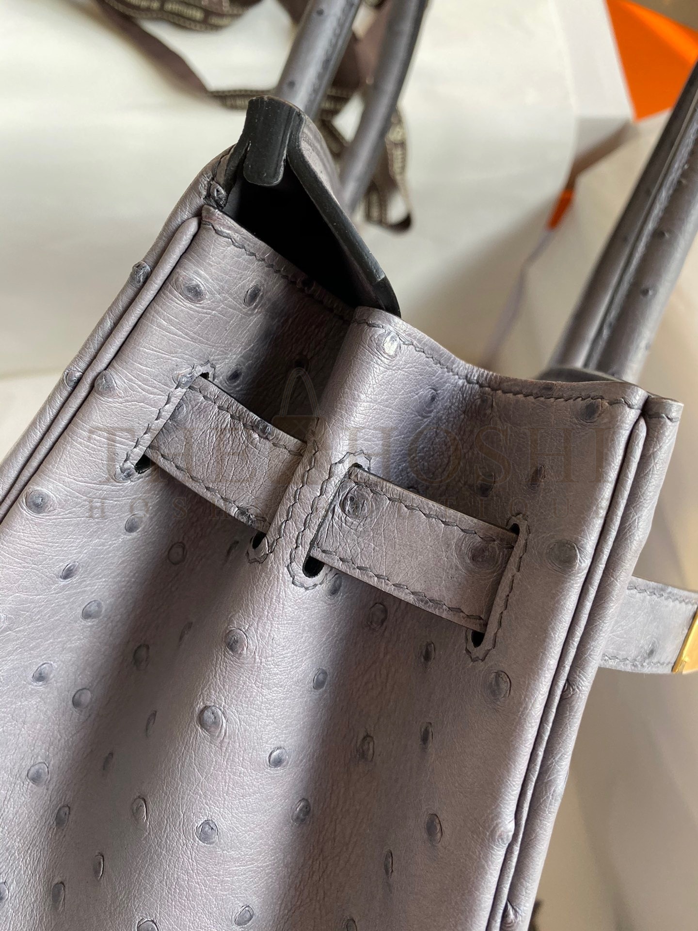 H**me5 Birkin 30 Retourne Handmade Bag In Gris Asphalt Ostrich Leather Master Quality