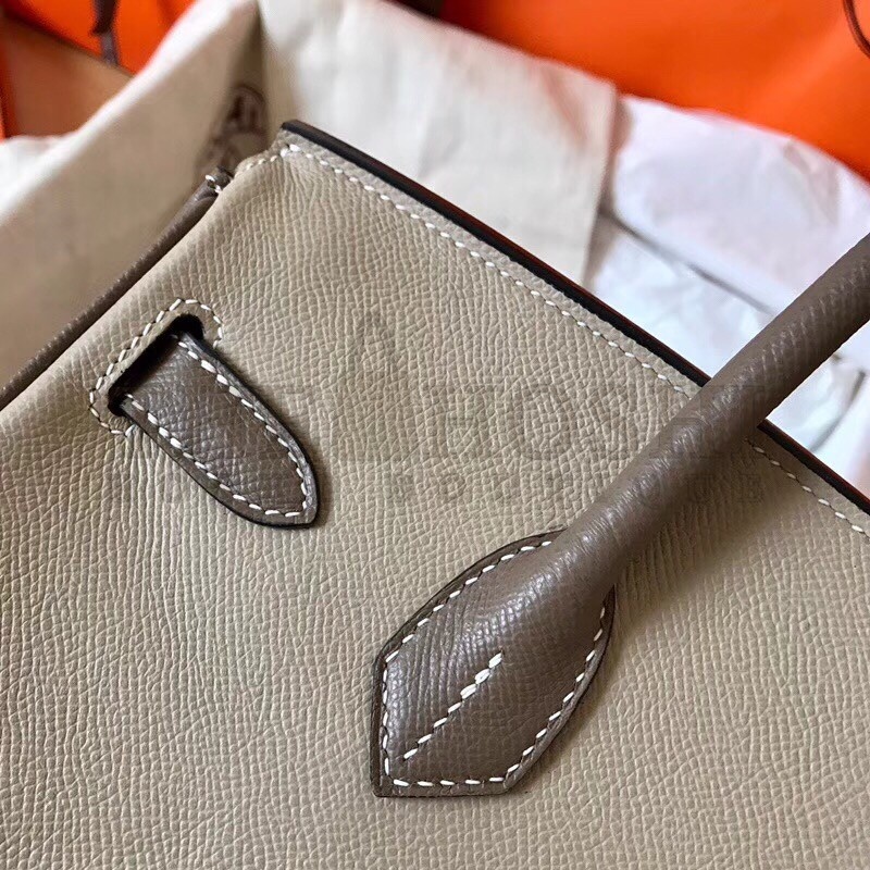 H**me5 Bicolor Epsom Birkin 30cm Handmade Grey Bag Master Quality