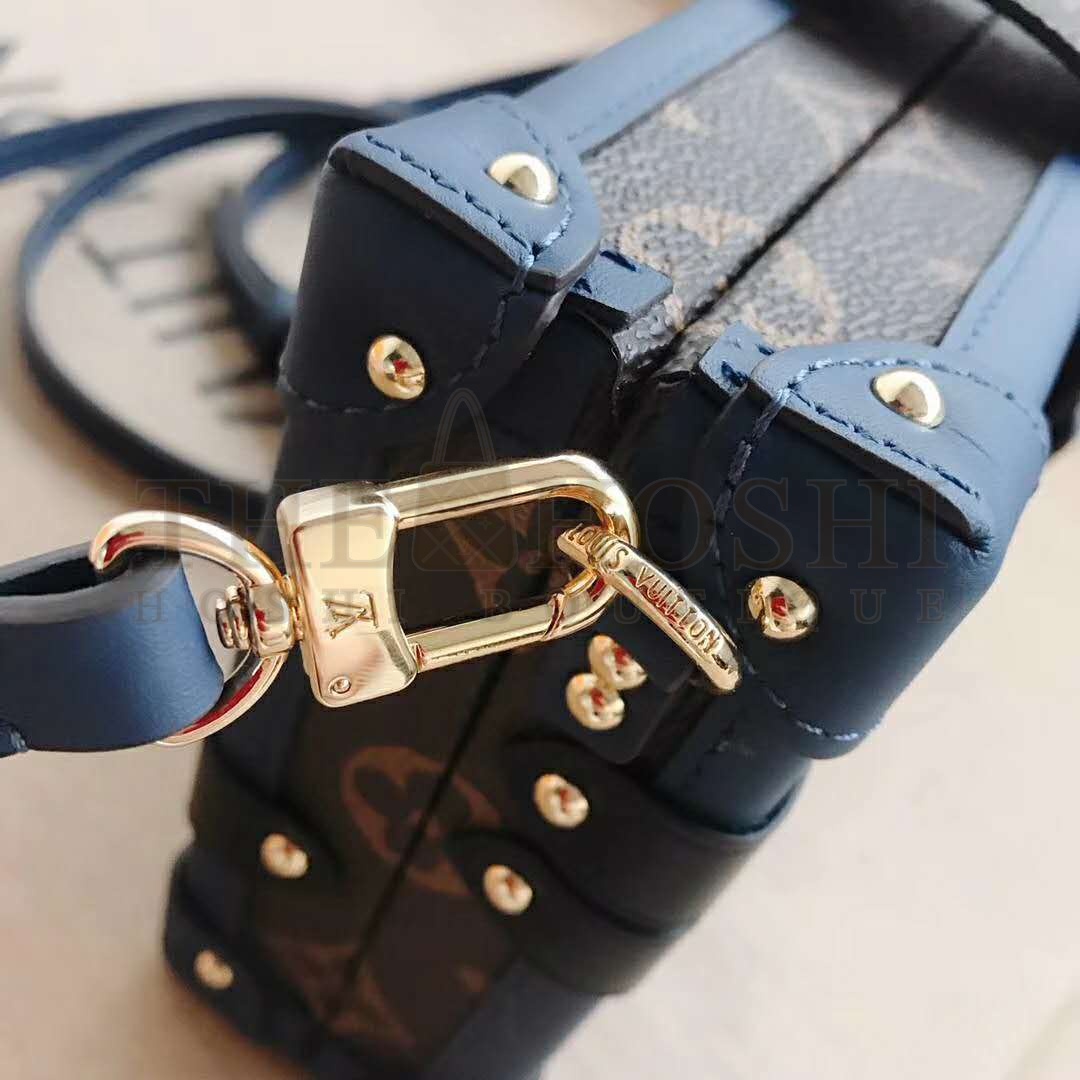 L0vis Vvtt0n LV Women Petite Malle Handbag in Calf Leather and Monogram Coated Canvas Master Quality