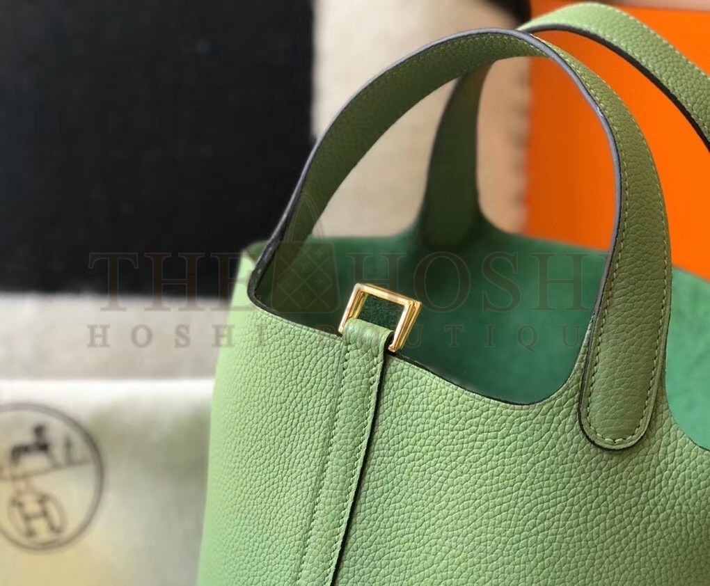 H**me5 Vert Criquet Picotin Lock PM 18cm Handmade Bag Master Quality