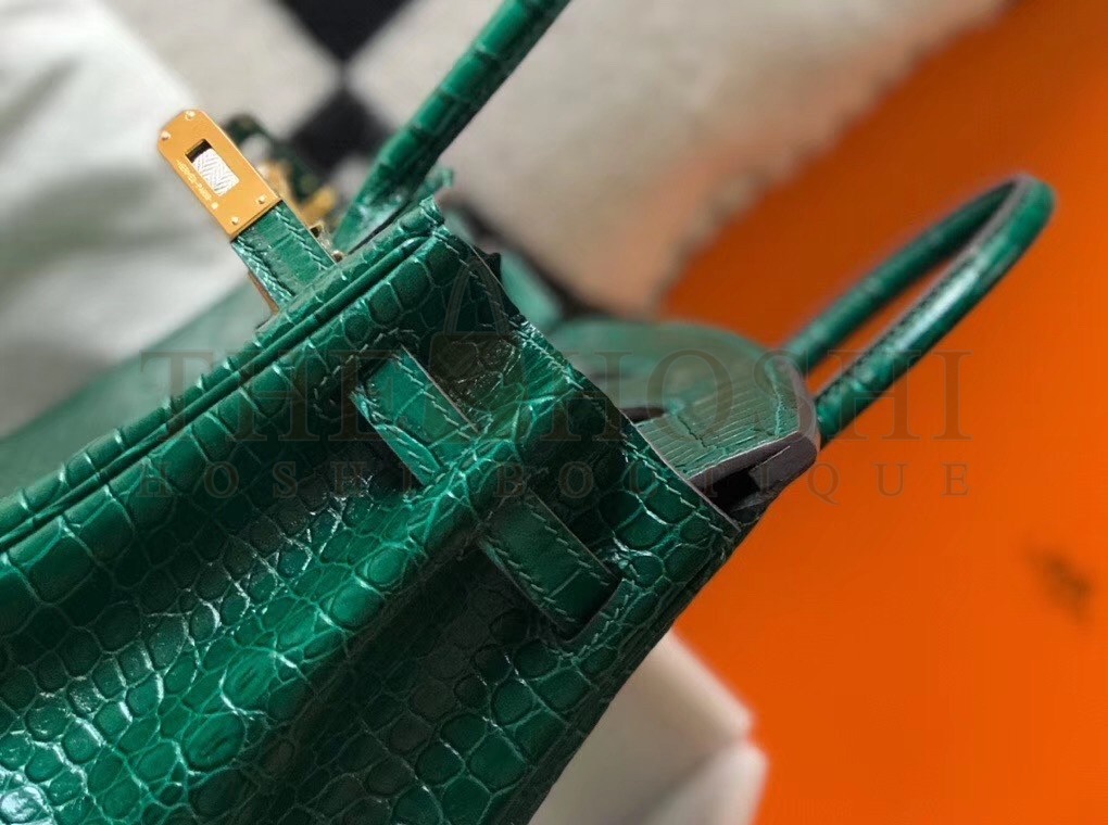 H**me5 Birkin 25cm Bag In Green Embossed Crocodile Leather Master Quality