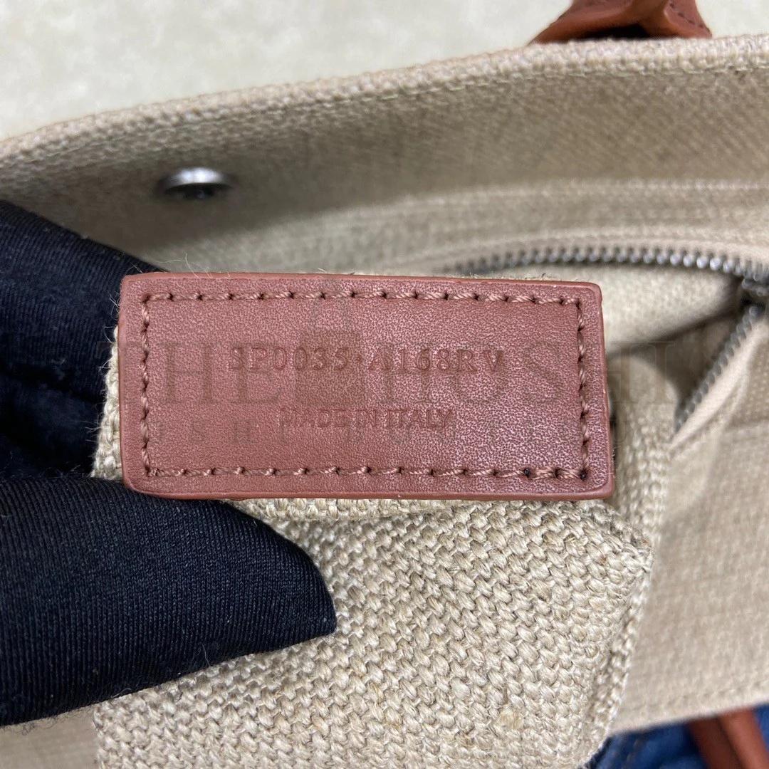 Sa1nt Lau*nt Rive Gauche Tote Bag in White Linen and Brown Leather Master Quality