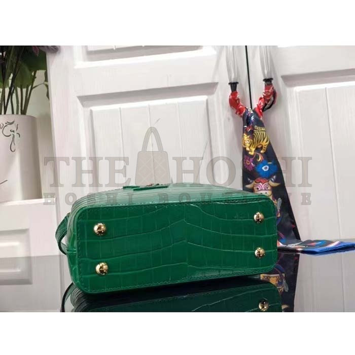 L0vis Vvtt0n LV Women Capucines Mini Handbag Green Crocodilien Brillant Savoir Faire Master Quality