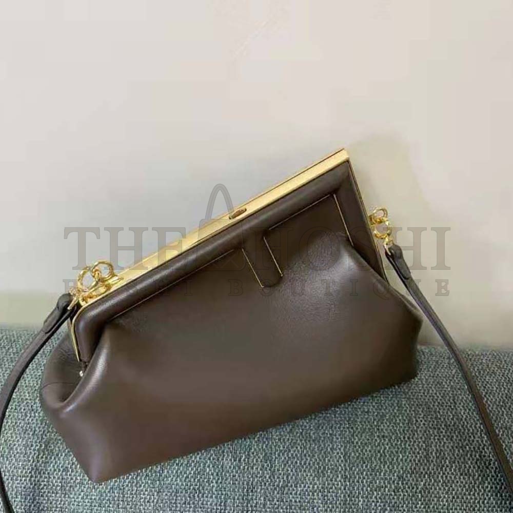 F**di Women First Small Dark Brown Leather Bag Master Quality