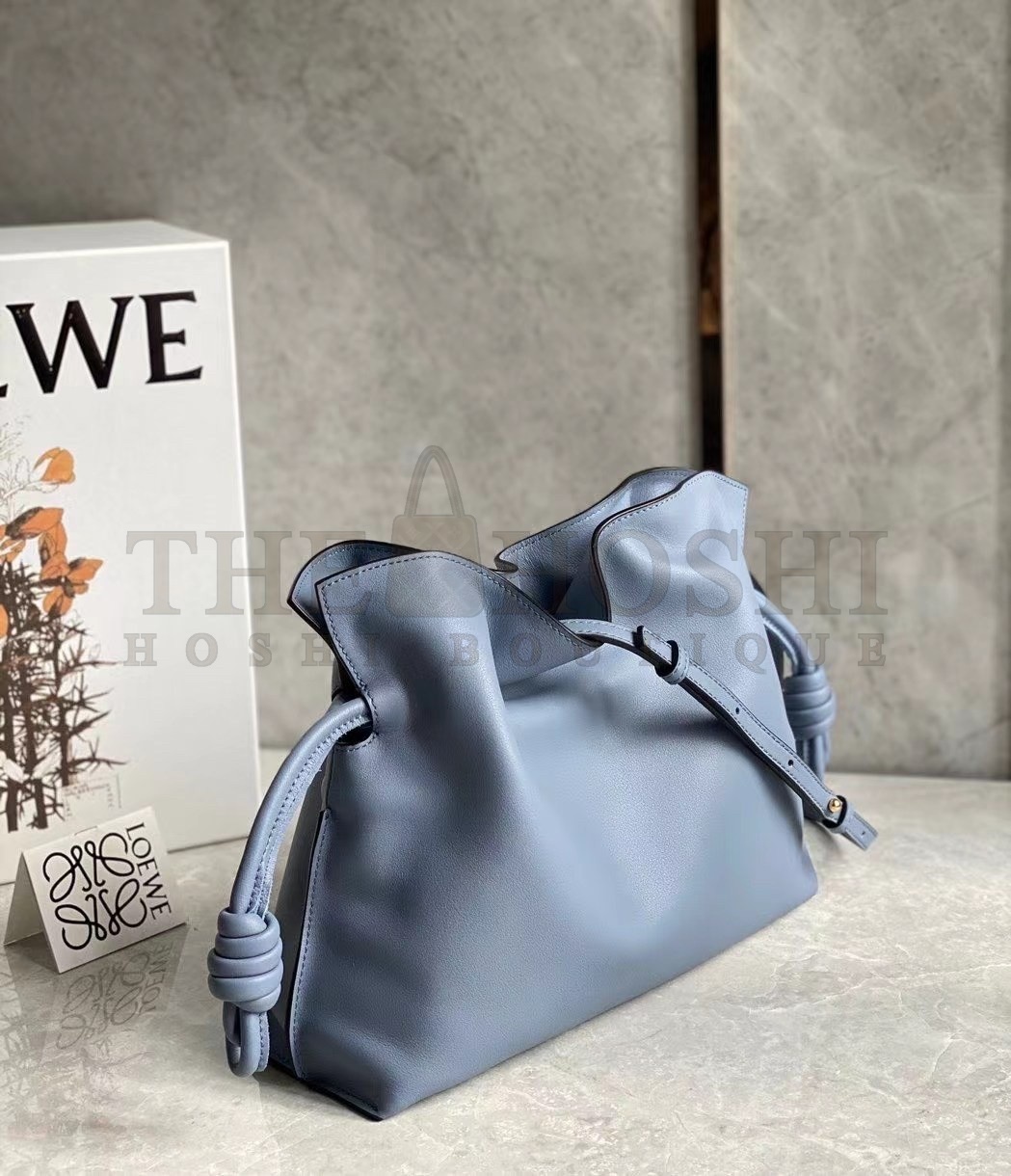 L0ew* Flamenco Clutch In Atlantic Blue Nappa Leather Master Quality