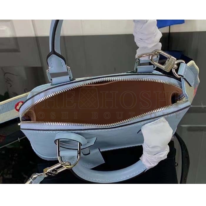 L0vis Vvtt0n LV Women Alma BB Handbag Cloud Blue Epi Grained Smooth Cowhide Leather Master Quality