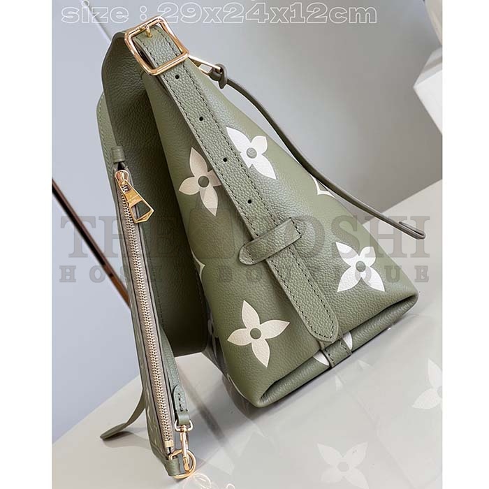 L0vis Vvtt0n LV Women CarryAll PM Bag Light Khaki Cream Monogram Empreinte Embossed Grained Cowhide Leather Master Quality