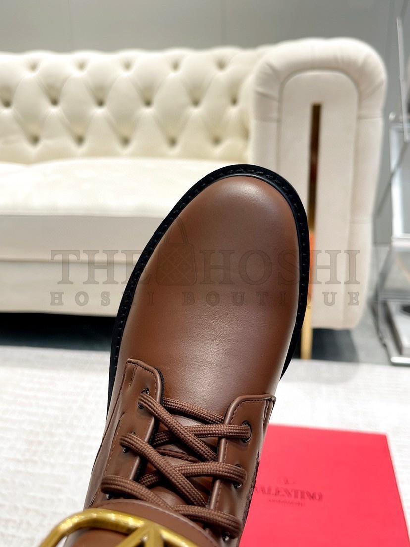 Va1e*ntin0 Vlogo Signature Combat Boots in Black Toile Iconographe Master Quality