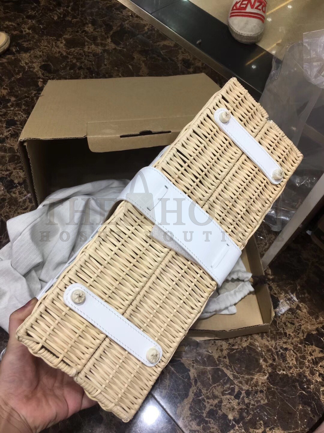 H**me5 White Picnic Kelly 35cm Wicker Bag Master Quality