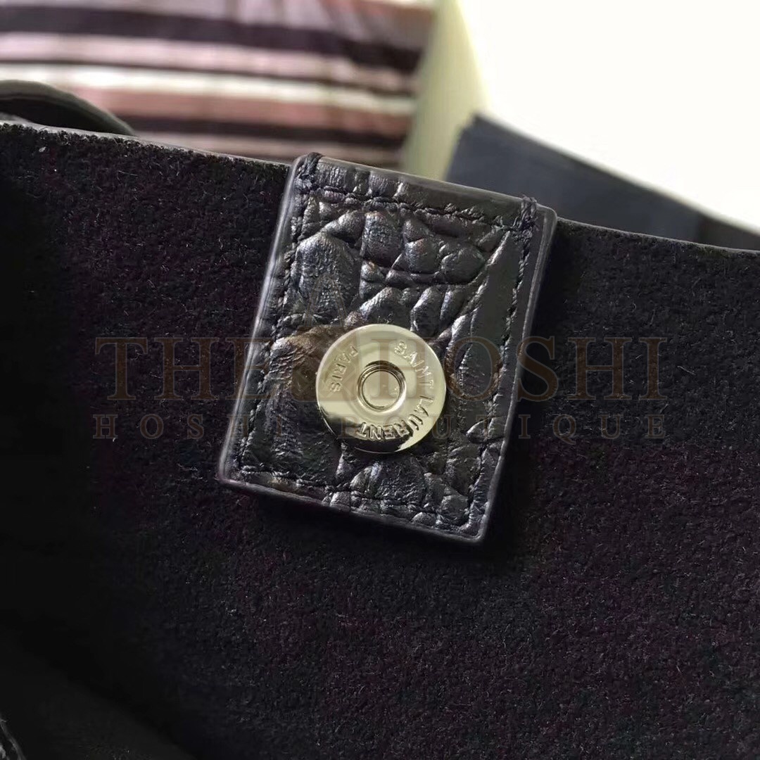 Sa1nt Lau*nt Black Crocodile Embossed Shopping Tote Master Quality