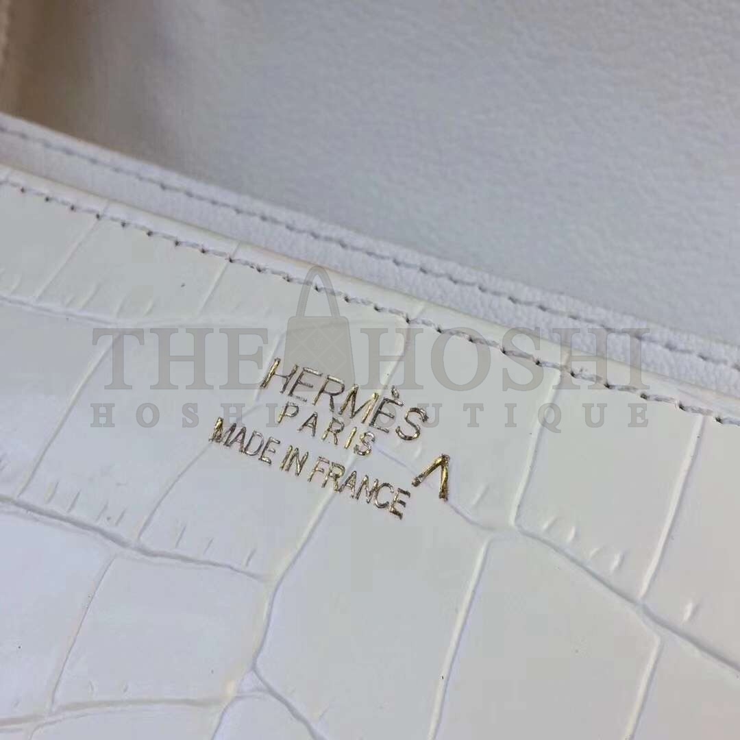 H**me5 White Constance MM 24cm Crocodile Bag Master Quality