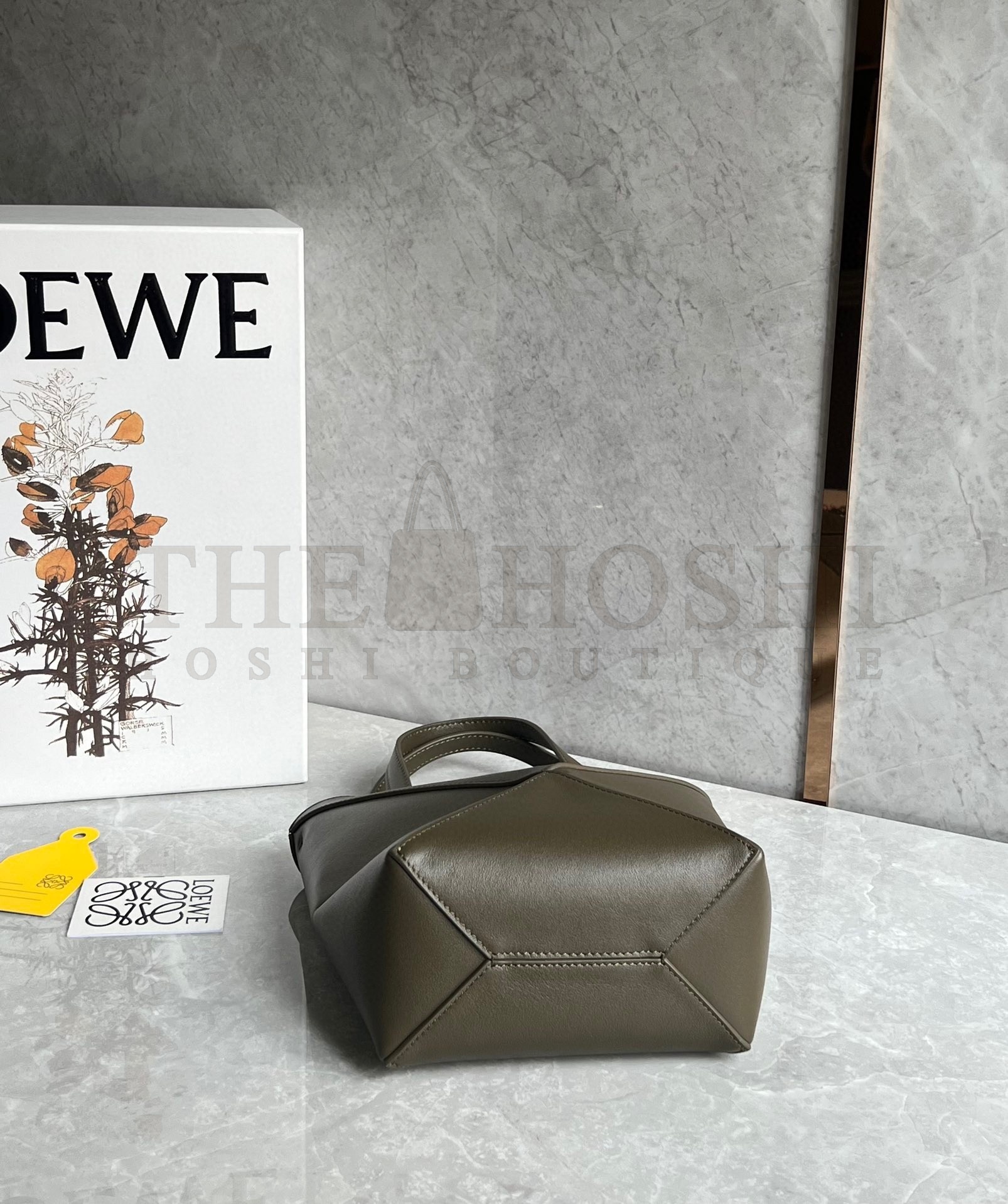 L0ew* Mini Puzzle Fold Tote Bag in Dark Green Calfskin Master Quality