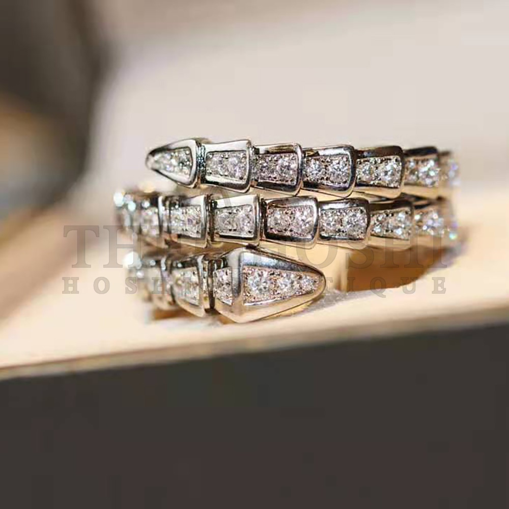 Bv1g*ai Women Serpenti Viper Two-coil 18 KT White Gold Ring Master Quality