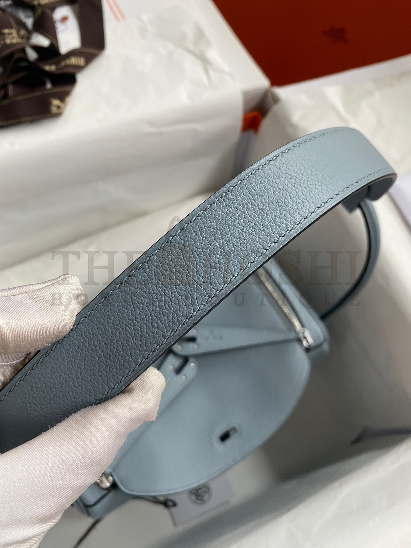 H**me5 Lindy 26 Handmade Bag In Blue Lin Evercolor Leather Master Quality