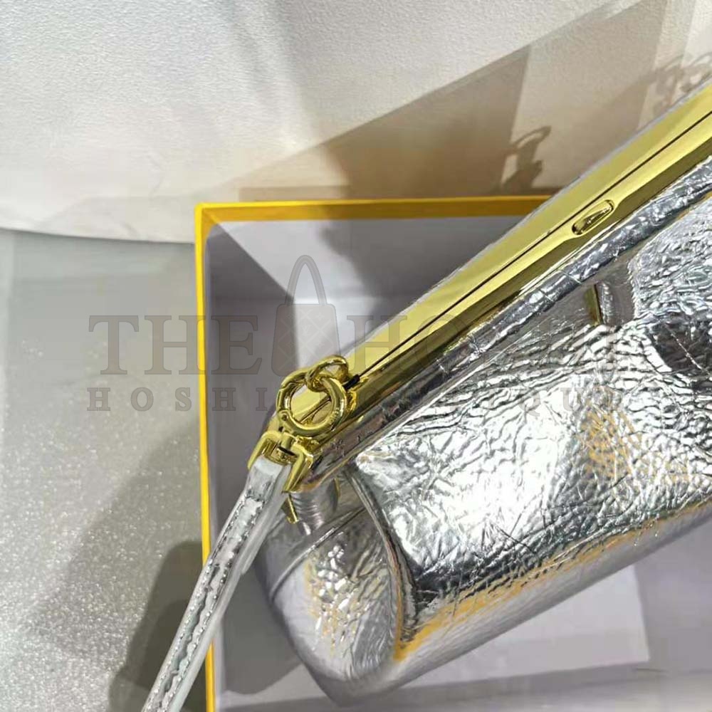 F**di Women First Small Silver Laminated Leather Bag Master Quality