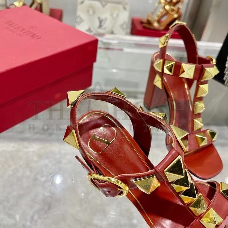 Va1e*ntin0 Roman Stud Sandals 90mm In Red Calfskin Master Quality