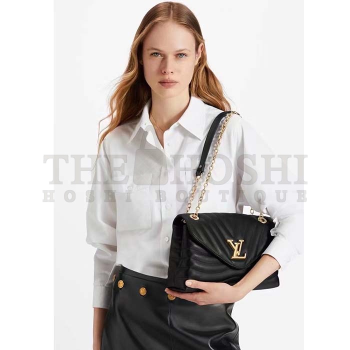 L0vis Vvtt0n LV Women New Wave Chain Bag GM Black Quilted Smooth Calf Leather Master Quality