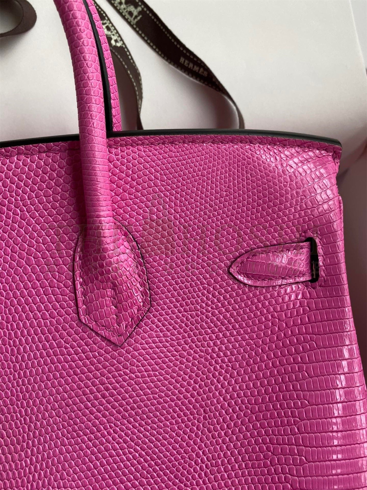 H**me5 Birkin 25 Retourne Handmade Bag In Pink Lizard Leather Master Quality
