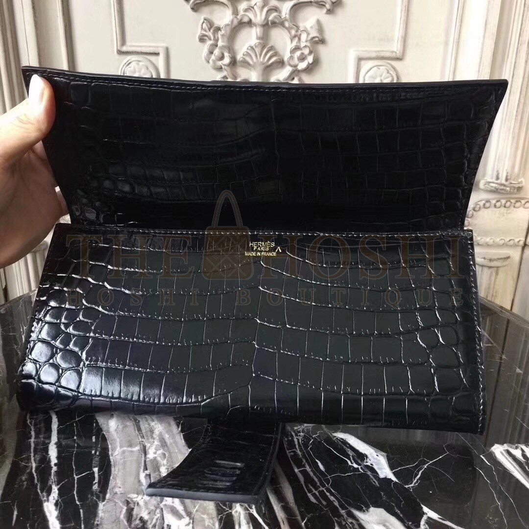 H**me5 Medor Clutch Bag In Black Crocodile Leather Master Quality